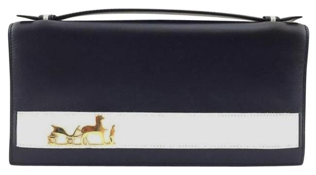 Hermes Evening Bag Eugene White Blue Leather Clutch
