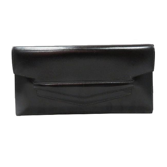 Hermes Faco Second Black Box Calf Leather Clutch
