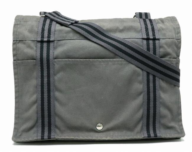 Hermes Fool To Bassa Mm Diagonal BlackGray Canvas Shoulder Bag