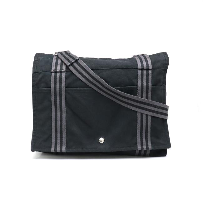 Hermes Fool To Basus Mm BlackGray Canvas Shoulder Bag