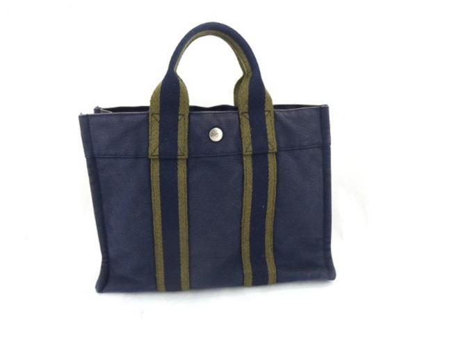 Hermes Fourre Tout 226791 Navy Canvas Tote