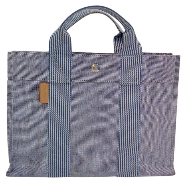 Hermes Fourre Tout Bag And BlueWhite Cotton Canvas Tote