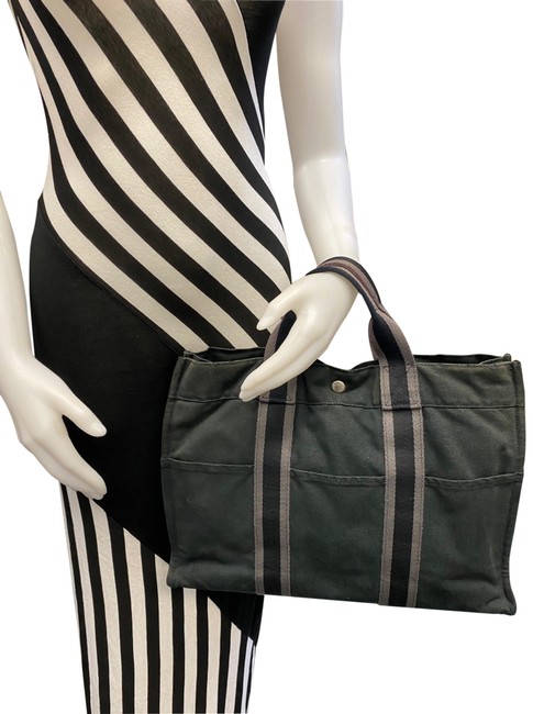 Hermes Fourre Tout Bag Canvas Black Fabric Tote