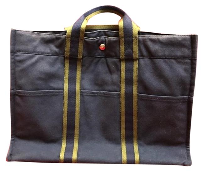 Hermes Fourre Tout Bag Gm Blue Canvas Tote