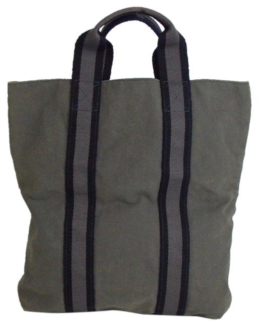Hermes Fourre Tout Cabas Grey Canvas Tote