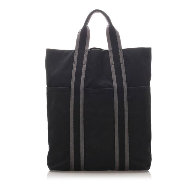 Hermes Fourre Tout Cabas Light Black Canvas Tote