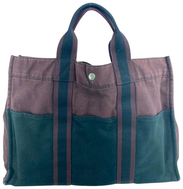 Hermes Fourre Tout Gm Bicolor 12her623 Burgundy Canvas Tote