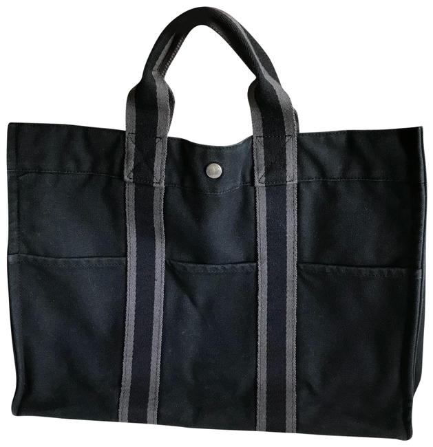 Hermes Fourre Tout Large Mm Black Cotton Tote