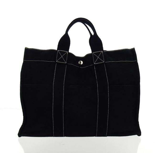 Hermes Fourre Tout Mm Black Canvas Tote