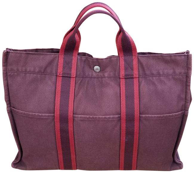 Hermes Fourre Tout Purple Canvas Tote