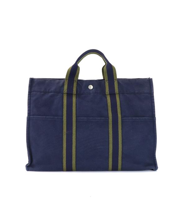 Hermes Fourre Tout Vintage Mm Blue Canvas Tote