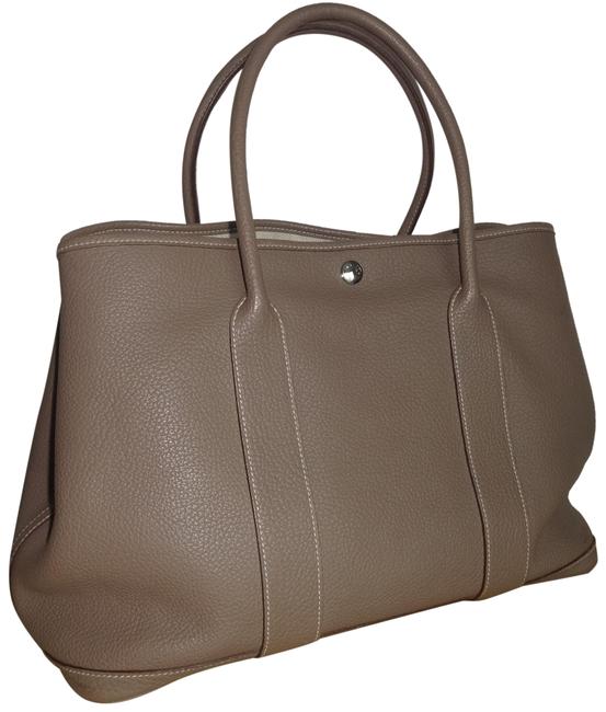 Hermes Garden Party 2011 Togo Etoupe 36 Gray Leather Tote