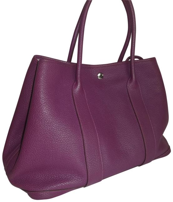 Hermes Garden Party 2014 Clemence 36 Purple Leather Tote