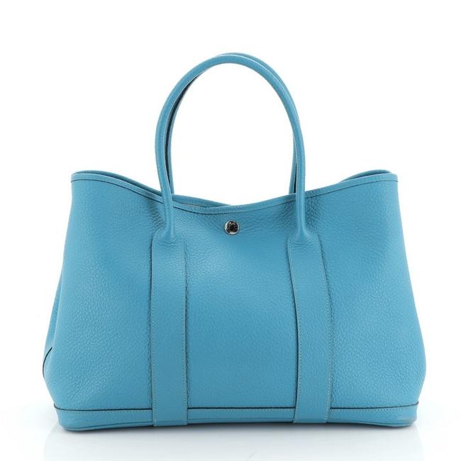 Hermes Garden Party 36 Blue Leather Tote