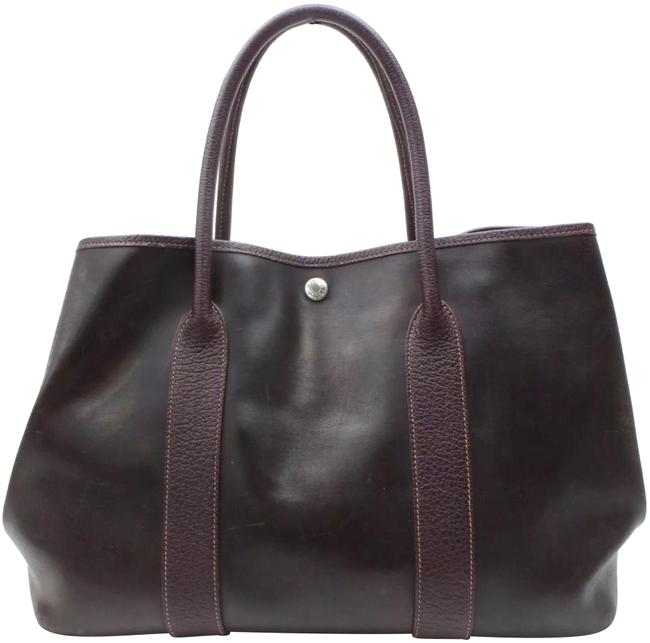 Hermes Garden Party Amazonia BrownPurple Leather Tote