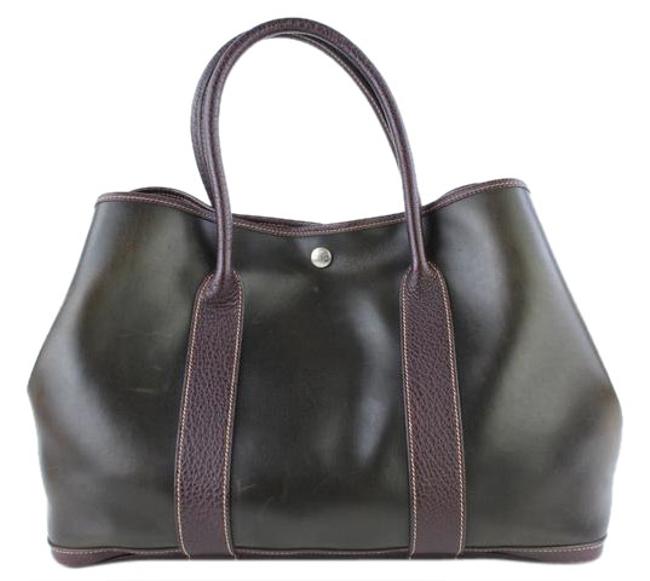 Hermes Garden Party Amazonia Mm 221605 Bordeaux Buffalo Leather Tote