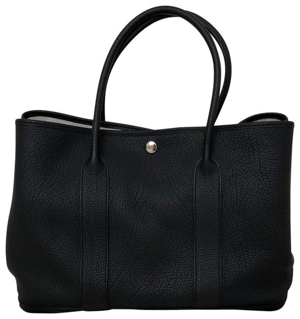 Hermes Garden Party Bag 36 Mm Negonda Black Leather Tote