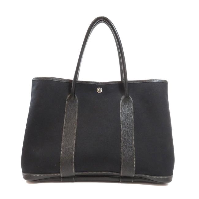 Hermes Garden Party Bag Pm Women Black Canvas Tote