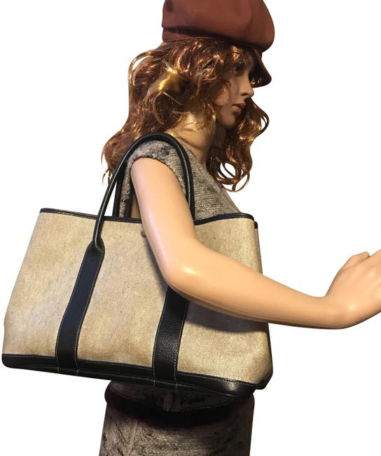 Hermes Garden Party Canvas Leather Satchel