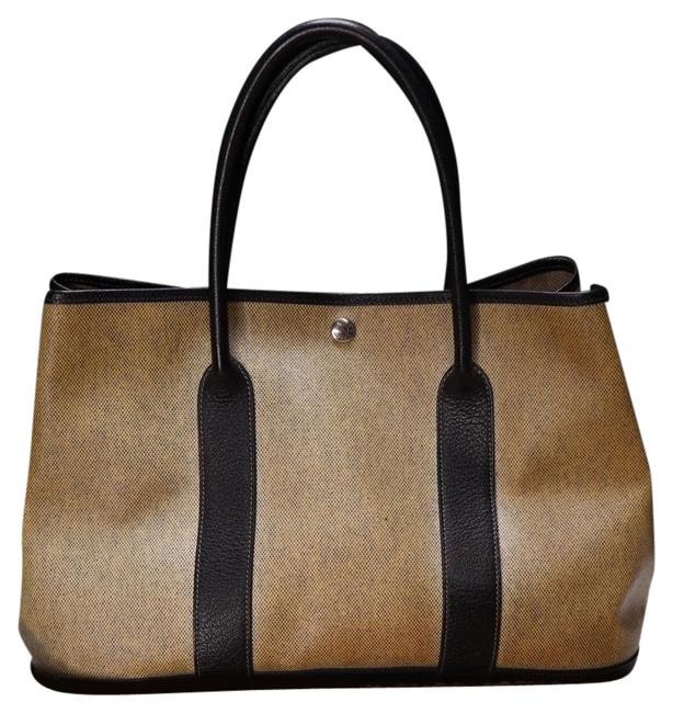 Hermes Garden Party Canvas Toile Leather Tote