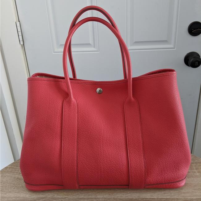 Hermes Garden Party Gm Pink Leather Tote