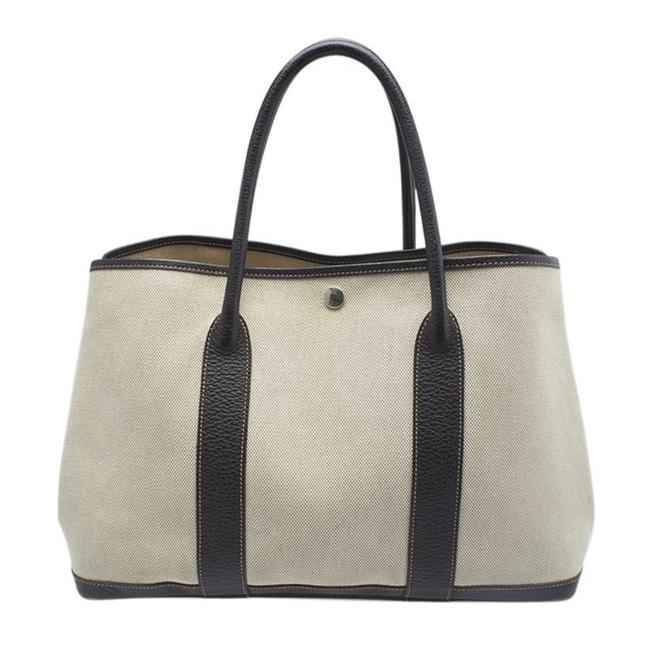 Hermes Garden Party Handbag EcruNoir Leather Tote