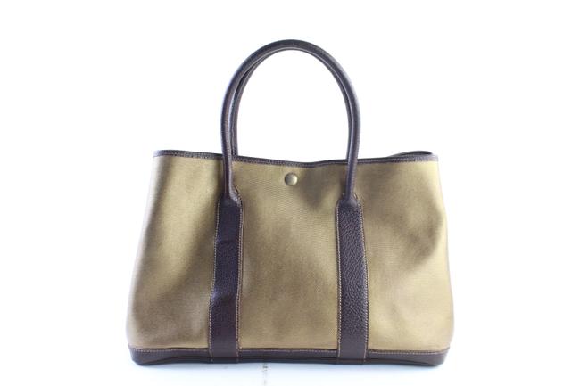 Hermes Garden Party Metallic 866776 Gold Canvas Tote