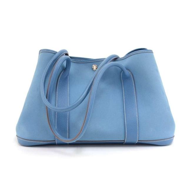 Hermes Garden Party Pm Blue Canvas Tote