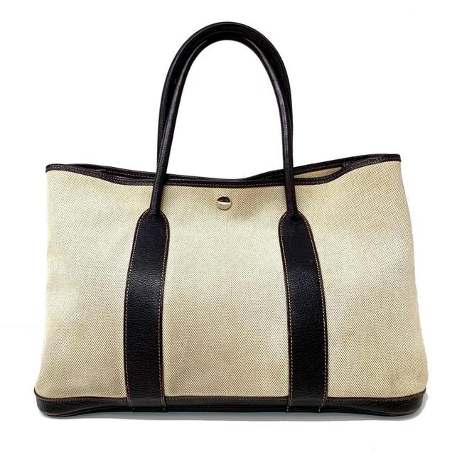 Hermes Garden Party Pm IvoryWhite Canvas Shoulder Bag