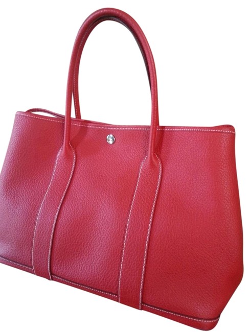 Hermes Garden Party Red Rouge Casaque Calfskin Tote