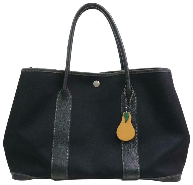 Hermes Garden Party With Pear Fruit Charm 870827 Black Canvas Tote