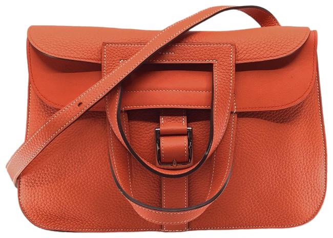 Hermes Halzan Clemence 31 Handbag Orange Taurillon Leather Messenger Bag