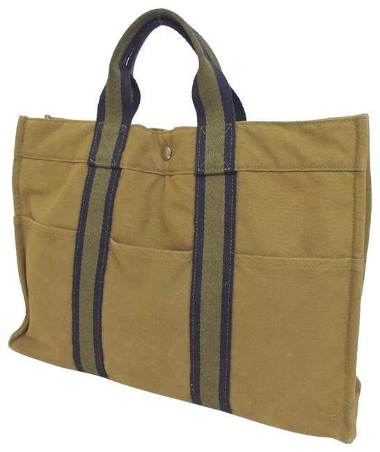 Hermes Handbag Army Green Canvas Tote