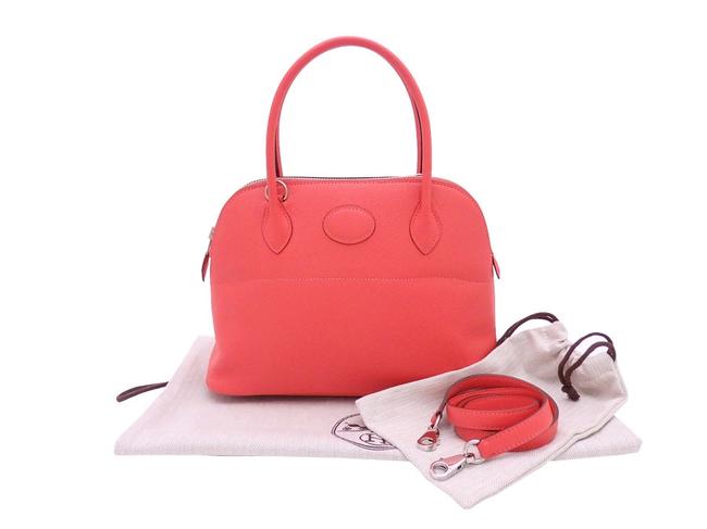 Hermes Handbag Borido 27 Womens E40049 Rose Jaipur Leather Shoulder Bag