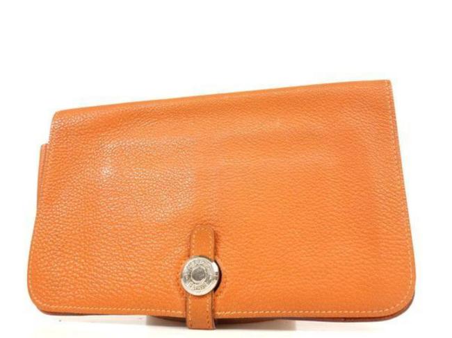 Hermes Dogon Wallet 232768 Orange Leather Clutch