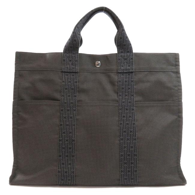 Hermes Her Line Mm Women Gray Canvas Tote