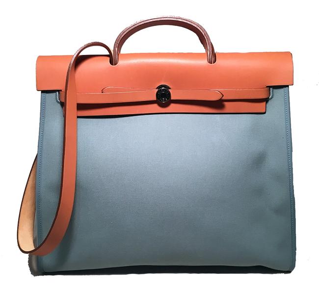 Hermes Herbag Blue Canvas Tote