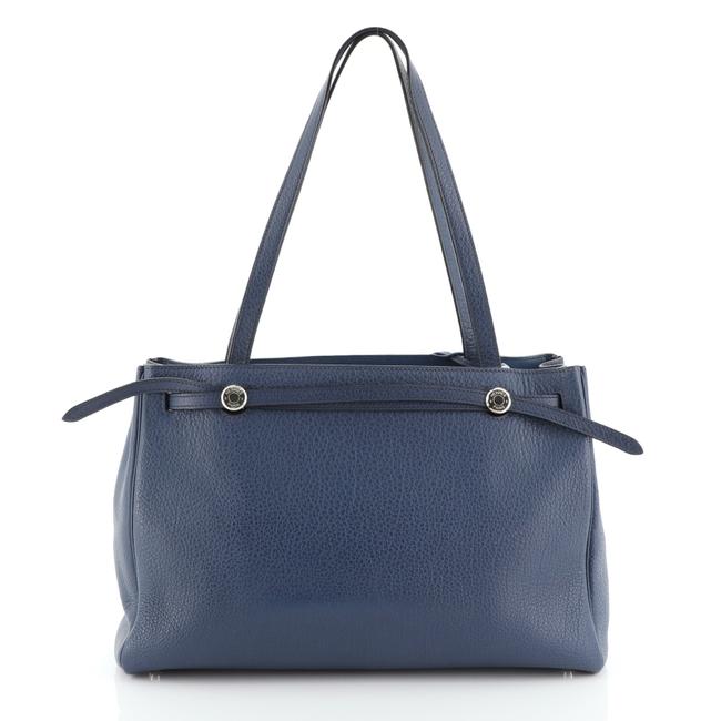 Hermes Herbag Cabas Buffalo Skipper Mm Blue Leather Shoulder Bag