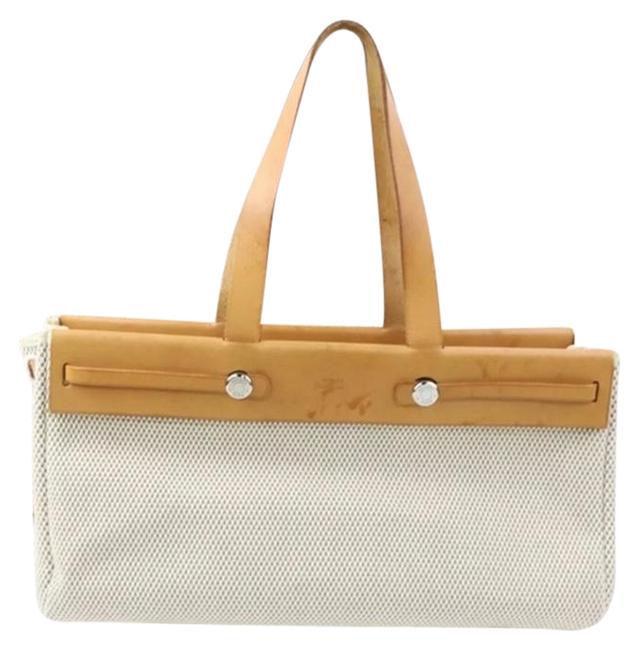 Hermes Herbag Cabas Gm 2 In 1 Beige Canvas Shoulder Bag