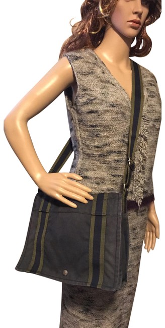 Hermes Herbag Shoulder Her Fool Toe Line Way And Gray Canvas Cross Body Bag