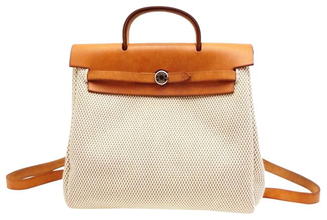 Hermes Herbag Rare Toile Sac A Dos 231683 Beige Coated Canvas Backpack