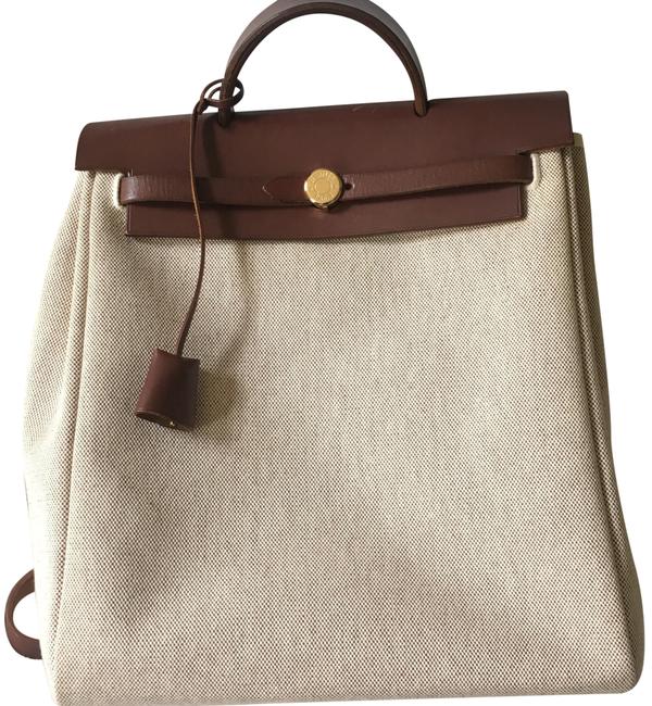 Hermes Herbag Tan Canvas Backpack