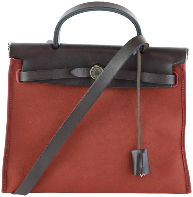 Hermes Herbag Zip 31 Rouge HEbene Canvas Tote