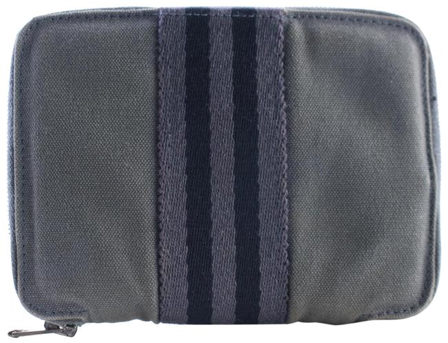 Hermes Herline Zip Around Wallet 19hr0530 Grey Canvas Clutch