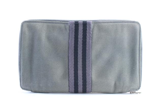 Hermes Zippy Organizer Herline Wallet 9hr0510 Gray Canvas Clutch
