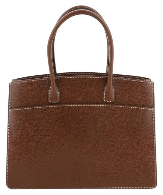Hermes Horizontal White Bus 30 Brown Leather Tote