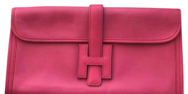 Hermes Jige 29 Pink Leather Clutch