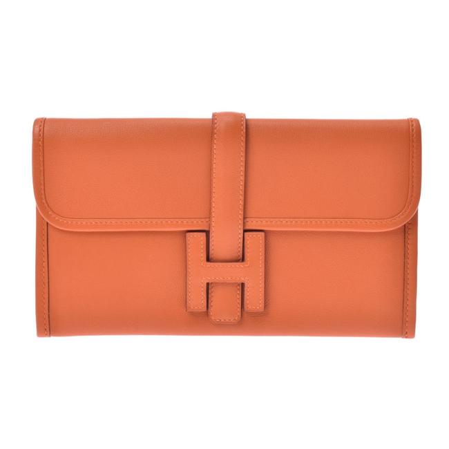 Hermes Jige Duo Unisex Orange Swift Leather Clutch
