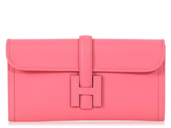 Hermes Jige Elan 29 Swift Pink Leather Clutch