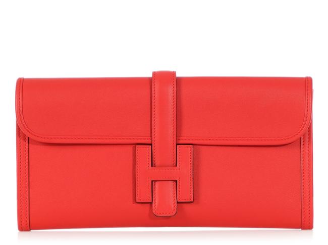 Hermes Jige Elan 29 Swift Rouge Tomate Red Leather Clutch